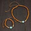Small Wood Beads Chains with Turtle Choker Necklace and Bracelect Set Men Trendy Beaded Accessories On Neck/Hand Fashion Jewelry