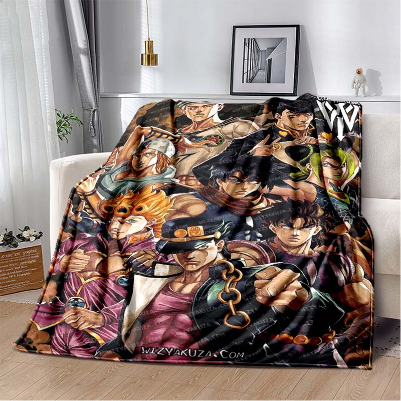 3D Cartoon Anime J-JoJo's Bizarre Adventure Bedruckte Decke Haus Sofa Bettbezug Wohnzimmer Schlafzimmer Dekoration Warme Weiche Decke