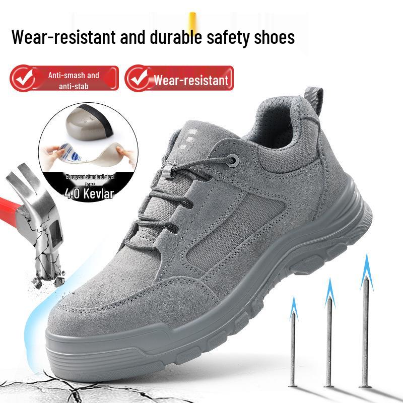 Plus Velvet Steel Toe Anti-Smash and Puncture Work Shoes: Wear-Resistant, Acid & Alkali Resistant, Comfortable Safety Sole.