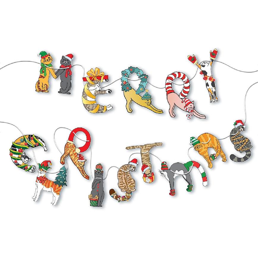 Cat Birthday Garland, Cat-Themed "Happy Birthday" Banner - Colorful and Fun Party Decoration for Kitten Lovers - Funny Kittens Garland
