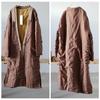 Kadın Çin Tarzı Patchwork Renk Parkas V Yaka Uzun Kollu Kış Sıcak Mont Keten Vintage Gevşek Parkas