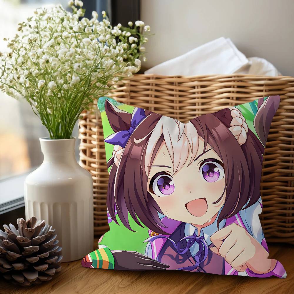 Anime Uma-Musume-Pretty-Derby Special Week Maple Design Cushion Cover Happy Autumn Harvest Decor Holiday Decorati Pillow Cover