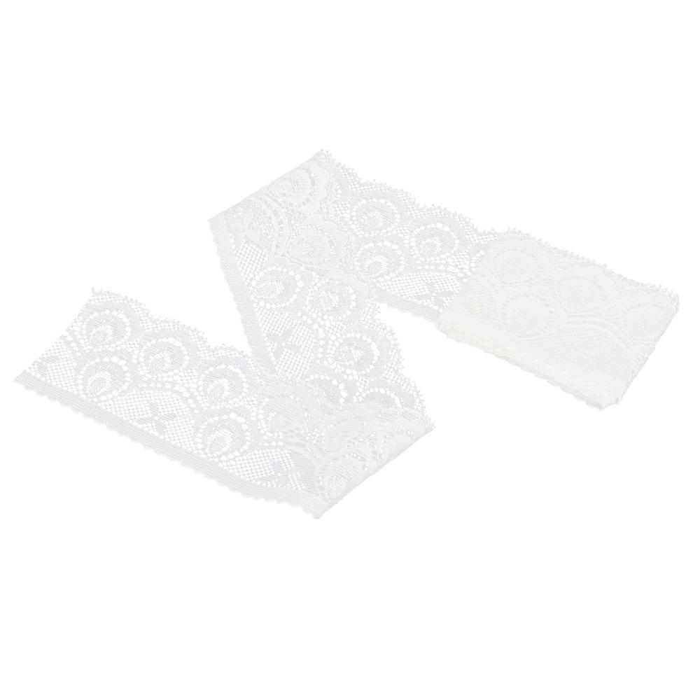 1pcs Decorative 5cm Wide Lace Trim White Serrated Edge Elastic Ribbon Stretchy Fabric For Crafting