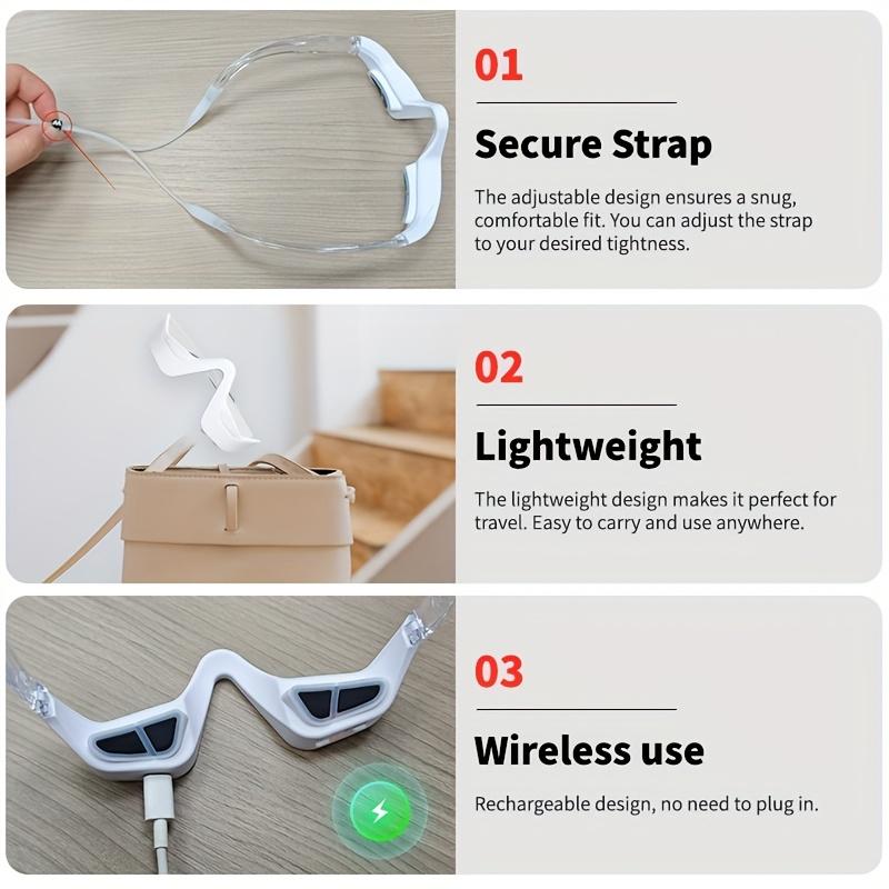 3D Eye Massager - USB Rechargeable, LED Eye Care Device for Dark Circles, 3 Massage Modes / 3 Adjustable Intensities, Mother's Day, Halloween
