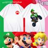 Super Mario Cartoon Pattern Unisex Cotton Tshirt Oneck ShortSleeved Summer Casual Roleplaying for Adults And Children