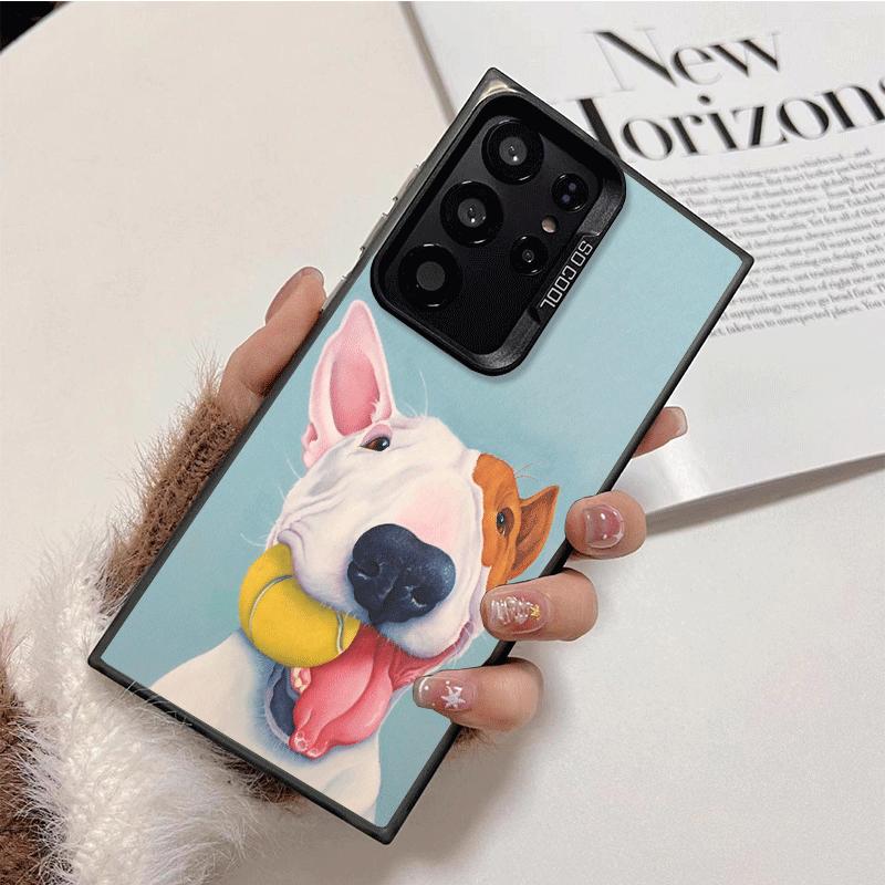 Bull Terrier Dog Cute Puppies Soft Phone Case for Samsung Galaxy S24 S25 FE S26 Edge S23 Ultra S22 Plus S21 + Shockproof Cover B