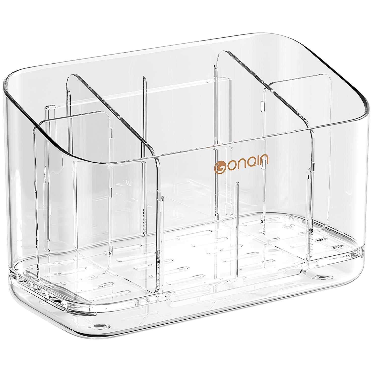 Wall Mounted Transparent Divided Plastic Bathroom Storage Shelf Holder Toothbrush Holder Cosmetics Storage Shelf Box 170mmx90mm чистый