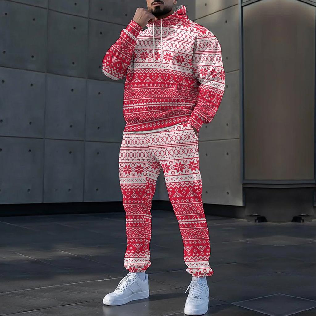 Christmas 3D Print Autumn Hoodies Pants Set Men's Sweatshirts Sweatpants Street Sportwear Two Piece Suits Tracksuit Man Clothing