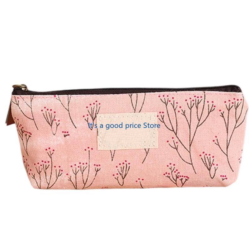 Leinwand Mäppchen Floral Stiftebox Tragbare Stifttasche Schule Bürobedarf Für Studenten Geräumige Aufbewahrung