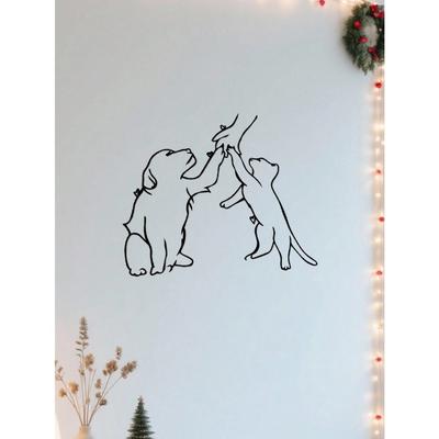 Metal Wall Art Laser Cut Pet Cat Dog Silhouette 30cm Holiday Christmas Gift Home Decor Modern Housewarming