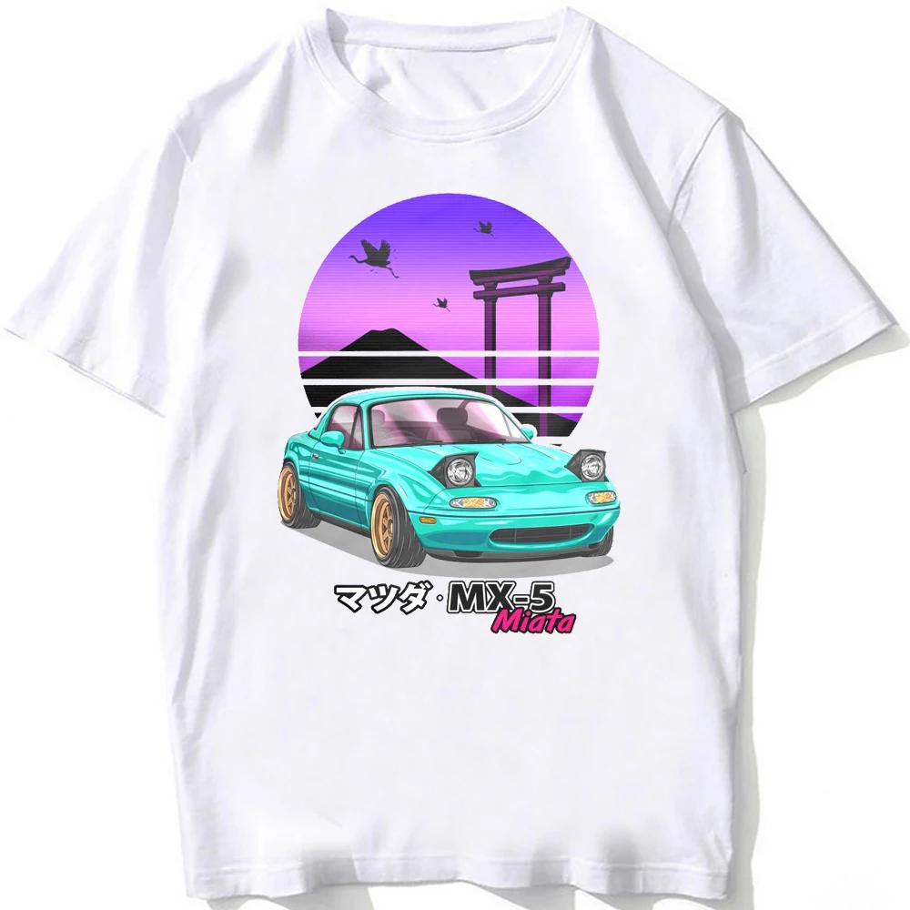 JDM MX-5 MIATA Eunos Roadster 1990 Retro T-Shirt Unisex Men Short Sleeve Hip Hop Boy Sport Casual White Tops Japan Car Fan Tees