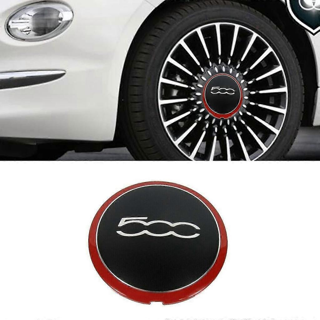 4 Piezas Tapacubos de 133 mm para Rueda de Fiat 500 Tapas Centrales de Rueda Pegatina Emblema 68078419AC 68078421AC 51884863 Rojo G