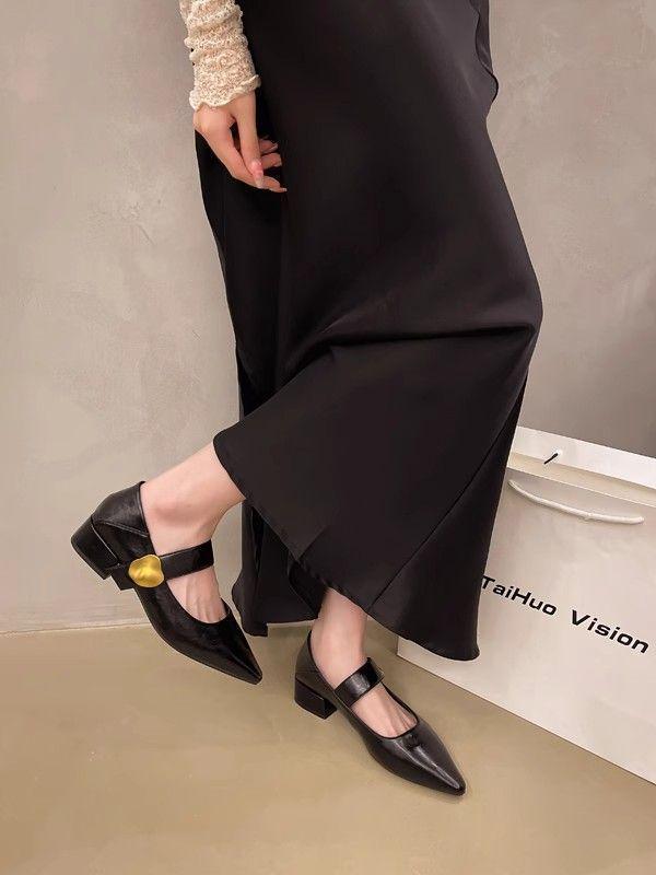 Women's Retro Brown Leather Mary Jane Loafers - Pointed Toe Soft Sole (2025)