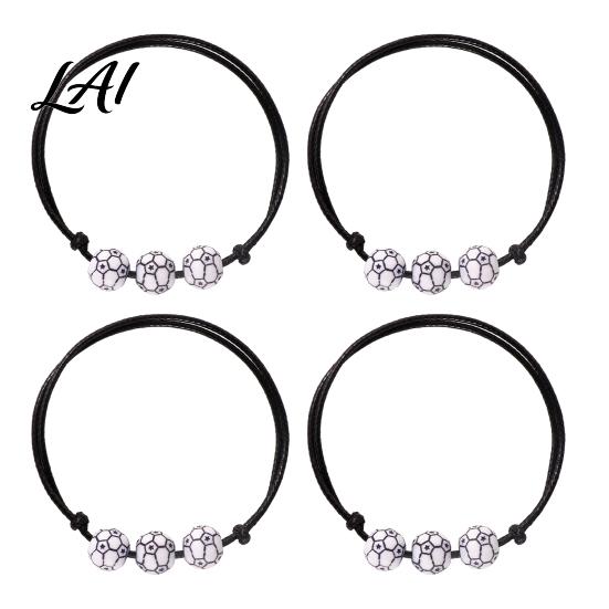 Youth Athlete Jewelry 4 Pcs Sports Balls Braided Rope Bracelets Adjustable String Bracelet Simple Daily Wear Bracelet Handmade Woven Cord Team Gifts
