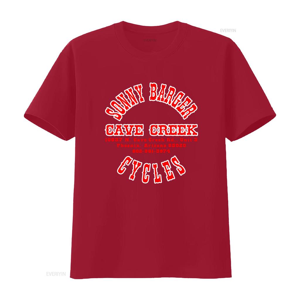 Sonny Barger Cycles Cave Creek Black Cotton T Shirt Funny Vintage Design For Men vintage Washed Stretched Slightly graphic