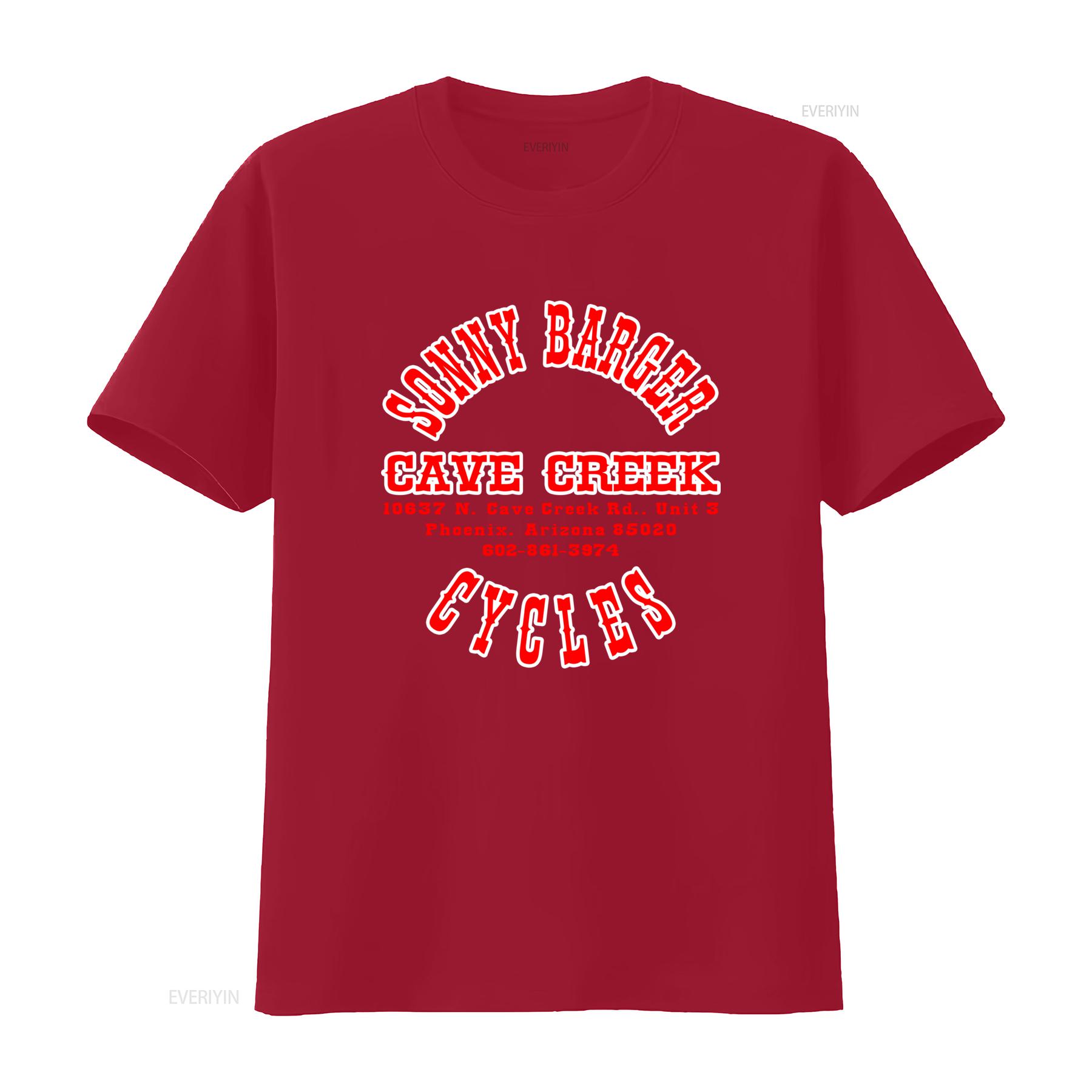

Sonny Barger Cycles Cave Creek Black Cotton T Shirt Funny Vintage Design For Men vintage Washed Stretched Slightly graphic S