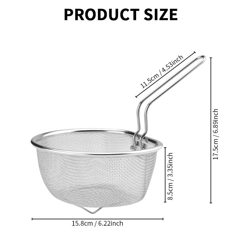 Stainless Steel Deep Fry Basket with Folding Handle Round Wire Mesh Deep Fry Basket for Air Fryer Fry Daddy for French Fries