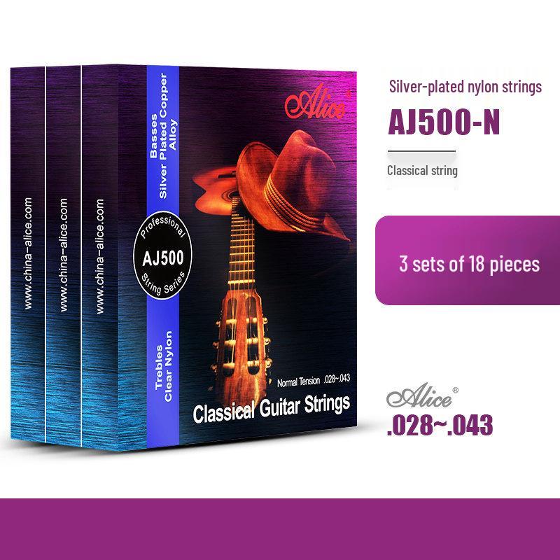 Alice AC130 Classical Guitar Strings - 3 Sets of High Tension Nylon Strings (6 per Set)