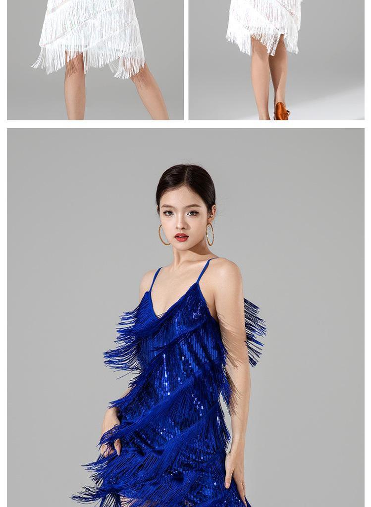 High-End Women's Latin Dance Tassel Dress - Sexy Adult Performance and Competition Costume