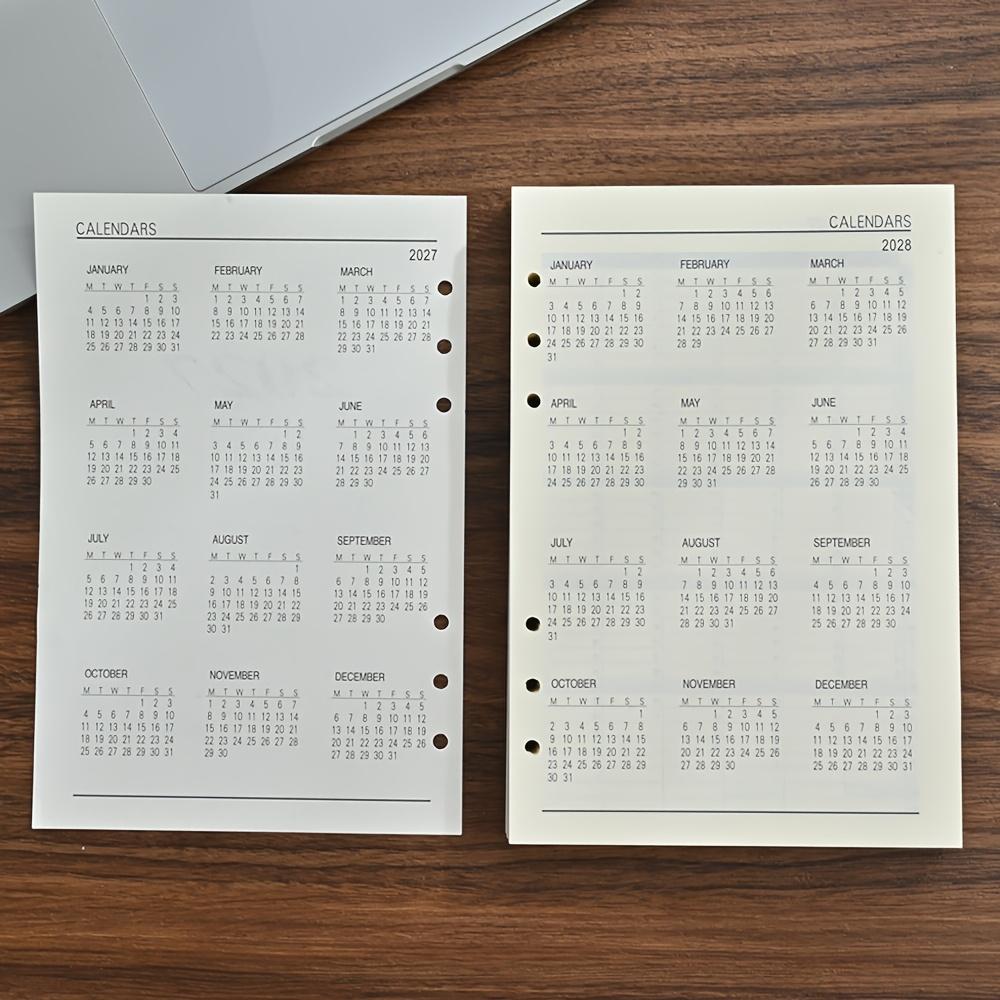 Calendario Inglese a Fogli Mobili 2027, Formato A5, Prodotto da 12 Mesi con 180 Fogli/360 Pagine. Fogli di ricambio per agenda per pianificazione giornaliera a 365 giorni