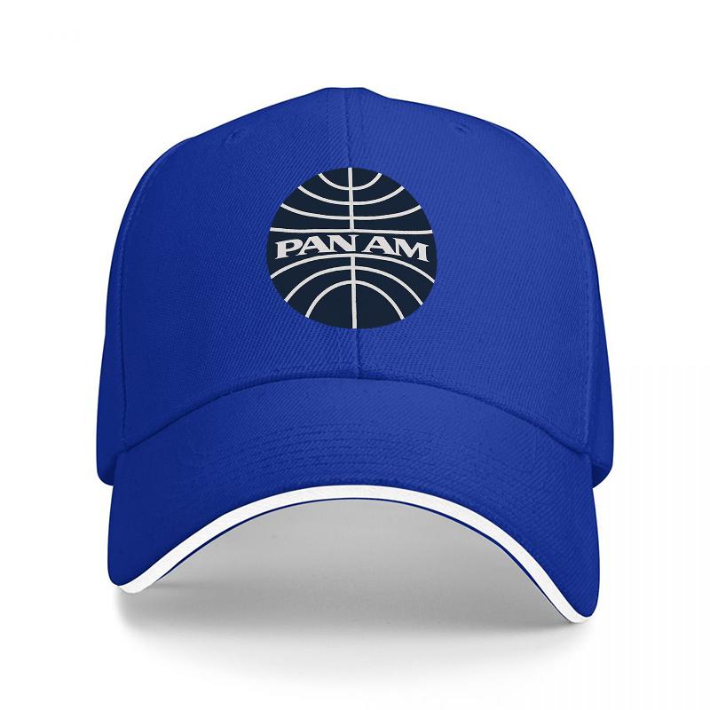 PAN AM Logo Baseball Cap Classic Black Design with White Trim Retro Airline Inspired Hat for Unisex and Women