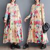 New Large Size Loose Thin Fashion Long-sleeved Printed Mid-length Dresses