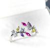 2026 Fine Jewelry 925 Sterling Silver Marquise Amethyst Citrine Ruby  Willow Twig Leaves Open Ended Ring for Women Gift