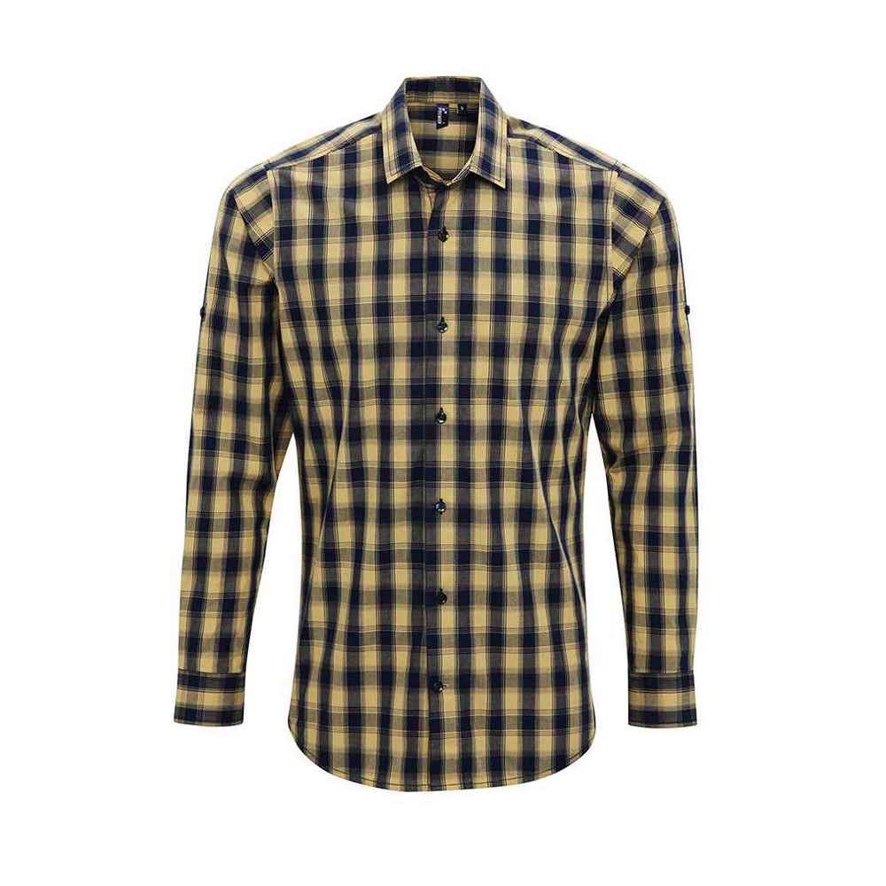 Premier Mens Mulligan Checked Cotton Long-Sleeved Shirt