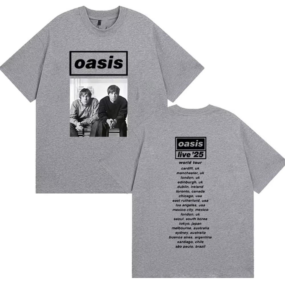 British Rock OOasis Live 25 Tour 2025 New T Shirt Mens Hip Hop Gothic Short Sleeve Tshirt Womens Punk Tide Clothing Tshirts
