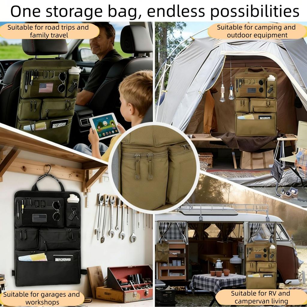 Multifunctional Tactical Luggage Organizer Storage Bag for Car Rear Seats Outdoor Hanging Seat Bag - Easy Access Travel Essentia
