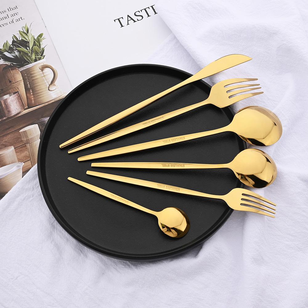 6Pcs Western Purple Dinnerware Cutlery Set Silverware Set Stainless Steel Flatware Knife Dessert Fork Tea Spoon Tableware Set