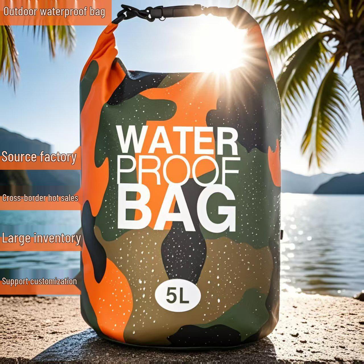 

Portable Waterproof Bag for Outdoor Activities: Ideal for Cycling, Camping, and Swimming 2L No Strap оранжевый
