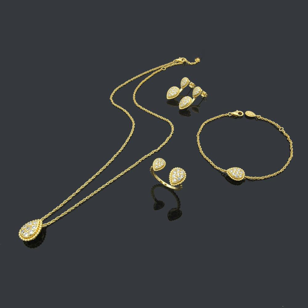 Droplet Dewdrop Water Drop Twist Chain Necklace Stud Earrings Bracelet Ring Trendy Party Accessories Birthday Gift