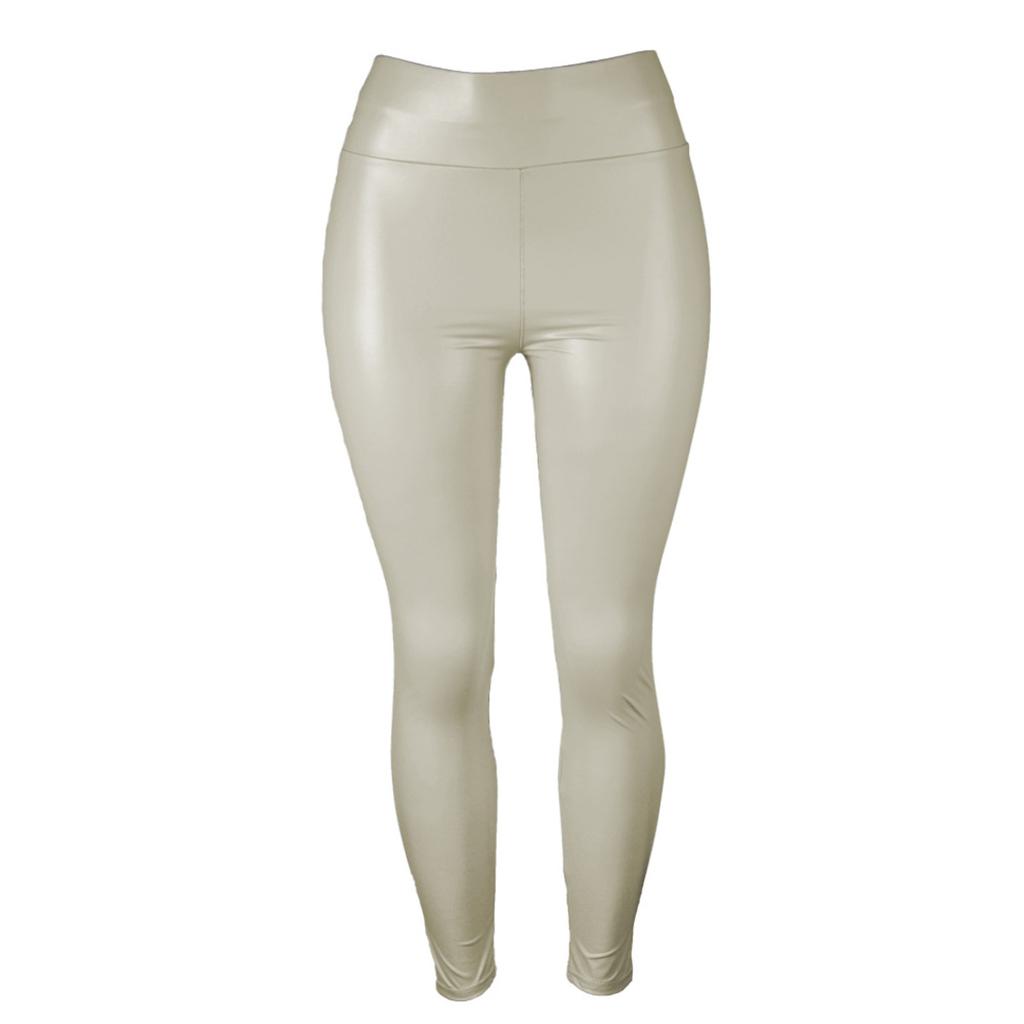 Leggings sexy a vita alta colorati da donna con elastico su quattro lati, effetto push-up sui fianchi, pantaloni in pelle