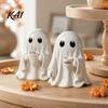 Ghost Themed Gifts Halloween Figurine, Resin Spooky Cute Statue, Funny Creepy Retro Style Decor Tabletop Ornament for Home Shelf Party