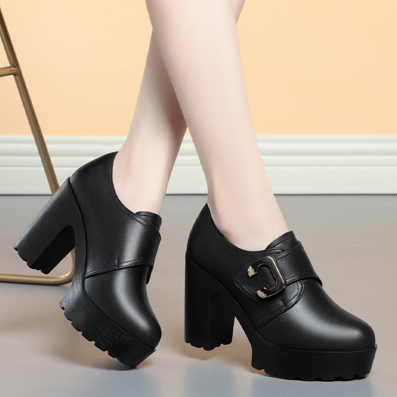 

Британский стиль глубокий рот мягкие кожаные массивные туфли 2025 весна блок высокие каблуки обувь женские оксфорды для офиса изящный режим 39