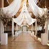 White Sheer Wedding Drape Gauze Arch Draping Fabric Champagne Drapes Backdrop Curtain Outdoor Drapery Panel for Wedding Ceremony Bridal