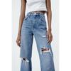 Za2025 Same Style European and American Women's Clothing Fall New Arrival Street Style Perforated Hole Decoration Wide Leg Long Denim