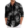 Camicia da uomo a maniche lunghe con bottoni, vestibilità ampia, casual, a tema Halloween, stampa, tessuto comodo e leggero