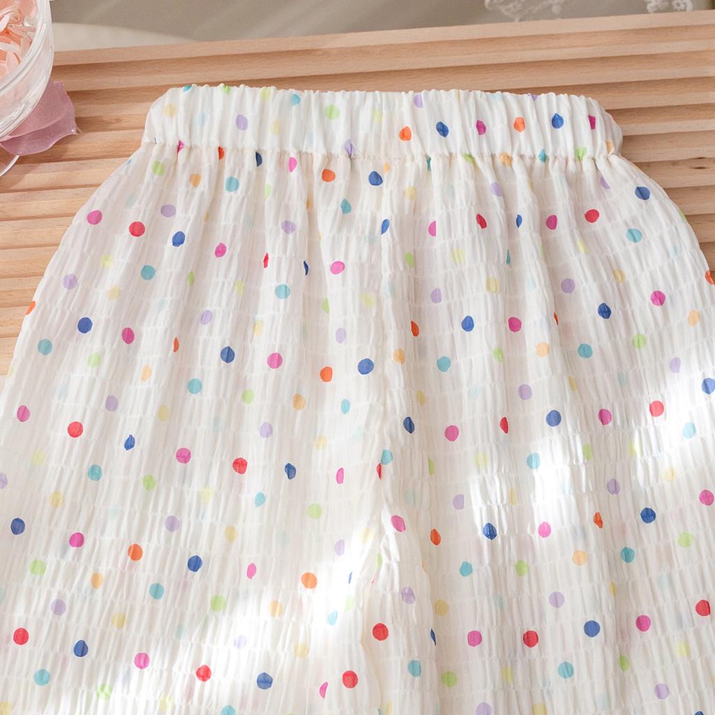 Girls' Summer Mosquito Proof Pants Polka Dot Loose Wide Leg Pants Girls' Summer Clothes Breathable Air-conditioned Pants