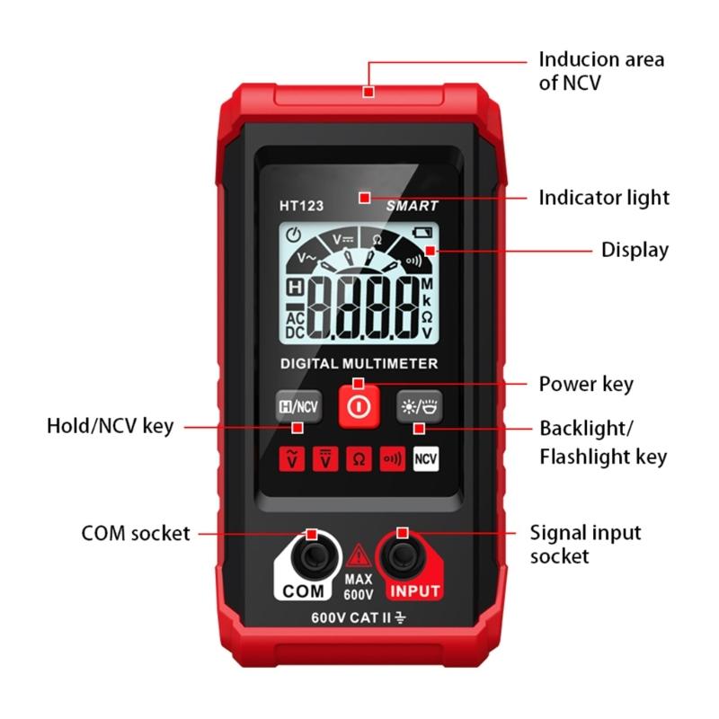Digital Multimeter and Analyzers 2000 Counts Voltmeter Ohmmeter Auto Ranging Tester,Voltage Resistance Continuity NCV