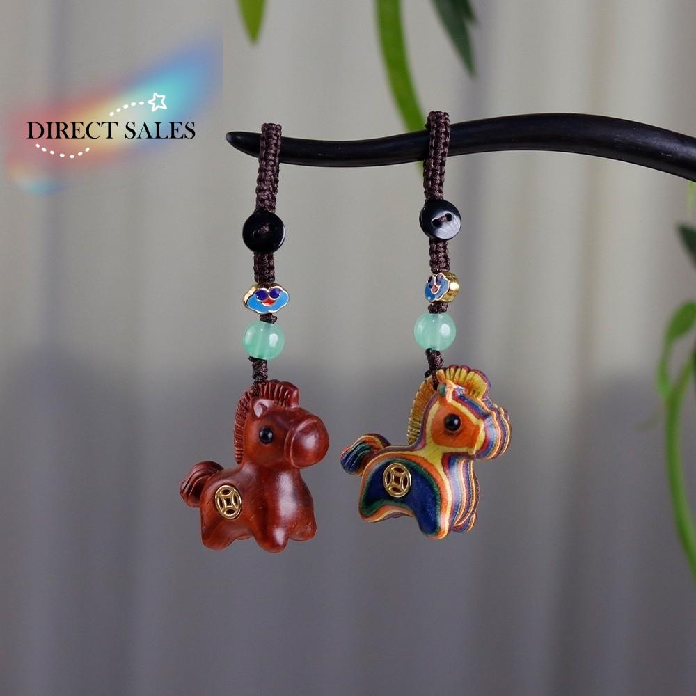 Beste Wünsche Holzpferd Schlüsselanhänger Traditionell Handgemacht Handykette Glücksbringer Cartoon Auto Schlüsselanhänger Taschendekoration