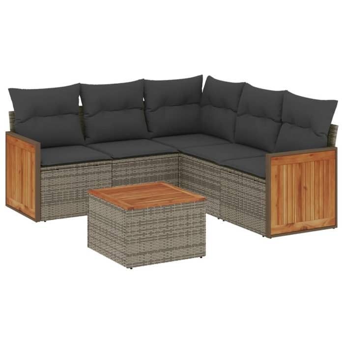 VidaXL Garden Lounge Set with Cushions 6 Pcs, Patio Sofas, Patio Furniture Set, Outdoor Furniture, Grey 3227649