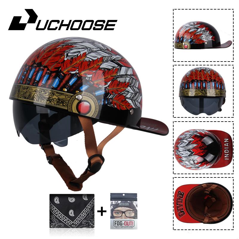 Uchoose Baseballová čepice Helma Motocykl Vintage Retro Helmy Summer Open Face Scooter Cruiser Chopper Gangster DS Muži Ženy Kid