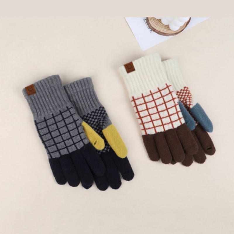 LALA Wool Blend Floral Pattern Fleece Gloves