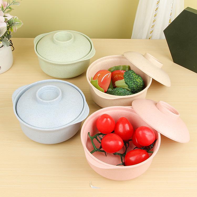 Cazuela de paja de trigo de estilo japonés, tazón de sopa para el hogar, olla de plástico