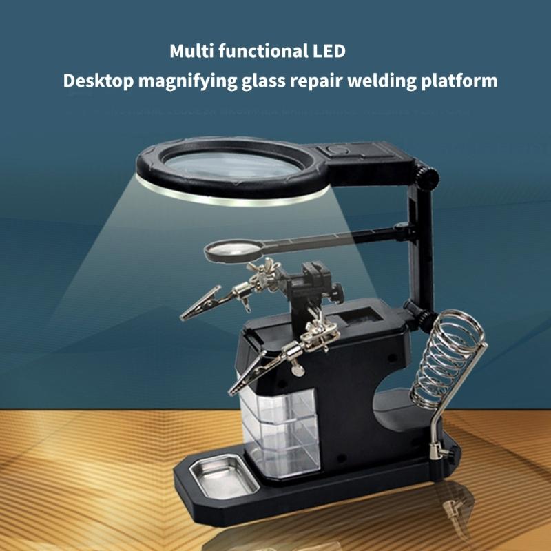 Multifunction LED Magnifying Glass LED Magnifying With Metal Clamp for Electronics Repair & Jewelry Craft Enthusiasts