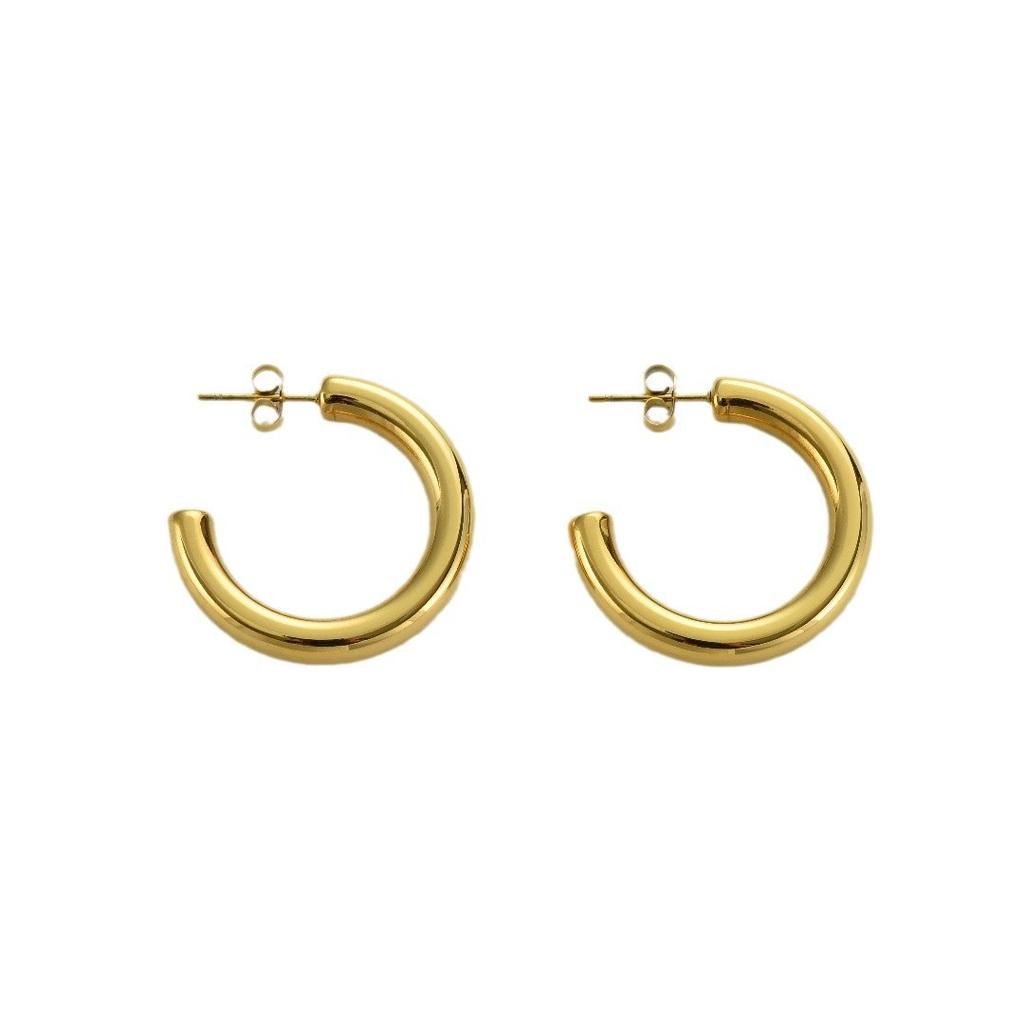 Bathing Does Not Fade, No Weight, Unique And Simple Personality, Titanium Steel Hollow Gold Medium Thick Earrings, Earrings, Earrings.