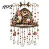 Clear Faceted Crystal Pendant Christmas Wind Chime with Bead Chain Cat Car/Owl Xmas Tree Ornaments Pattern Design Retro Hanging Ornament for