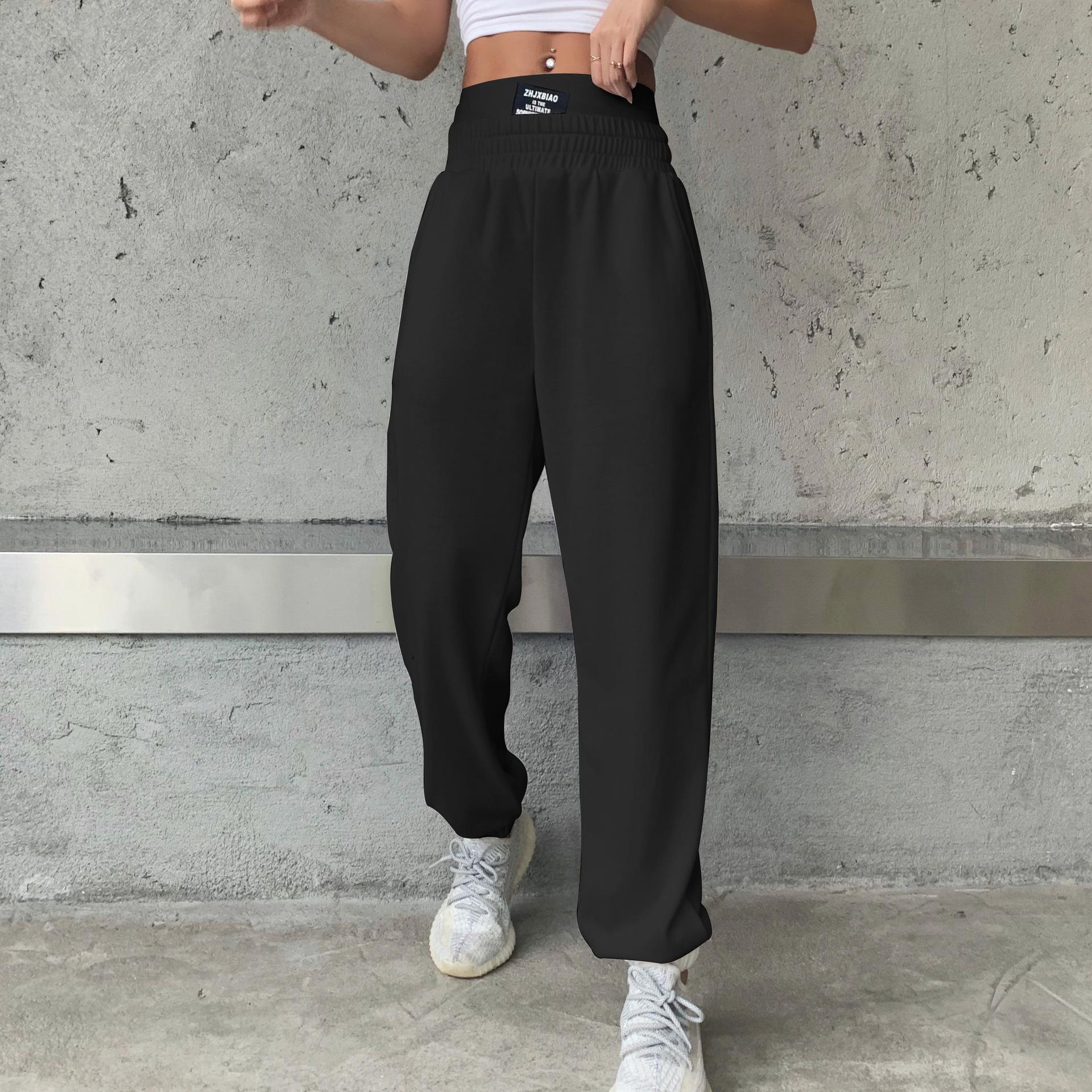 

Женская мода Street Loose Casual Sport Jogger Fitness Sweatpants S чёрный
